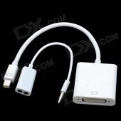 CHEERLINK Mini DVI Male to DP Female + Bisected Audio Cable Set - White (25cm)