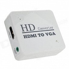 HDMI toVGA HD Convertor w/ 3.5mm Male to 2-Female Audio Cable - White HDMI toVGA HD Convertor w/ 3.5mm Male to 2-Female Audio Cable - White