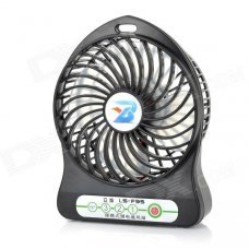 LiShuo LS-F95 Mini Portable USB Powered 4-Blade 3-Mode Fan - Black (1 x 18650)