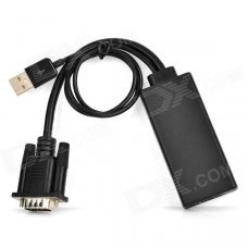 USB Powered VGA to HDMI HDTV Convertor - Black USB Powered VGA to HDMI HDTV Convertor - Black