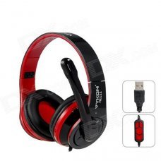 ME111 USB Wired On-Ear Headphones w/ Microphone - Black + Red (1.8cm-Cable) ME111 USB Wired On-Ear Headphones w/ Microphone - Black + Red (1.8cm-Cable)