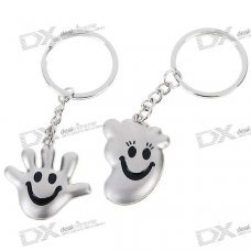 Palm and Feet Shaped Kirksite Couple's Keychains (Pair)