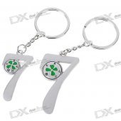 Four-Leaf Four Leaf Clover Kirksite Couple's Keychains (Pair)