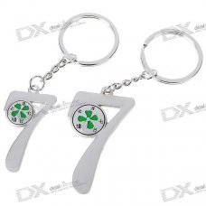 Four-Leaf Four Leaf Clover Kirksite Couple's Keychains (Pair)