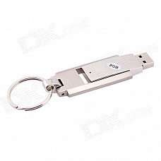 Creative Rotary Stainless Steel USB 2.0 Flash Drive Keychain - Silver (8GB)