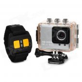 AT200 1.5" TFT Screen 1/5" CMOS 5.0MP Wide Angle Sport Camera DVR w/ Remote Control / Wi-Fi - Silver