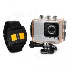 AT200 1.5" TFT Screen 1/5" CMOS 5.0MP Wide Angle Sport Camera DVR w/ Remote Control / Wi-Fi - Silver