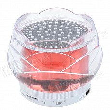 FL-01 Mini Crystal Rose Style Bluetooth V2.0 2-CH Speaker w/ TF / Mic. / FM - Red + Transparent