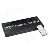 CHEERLINK 2x8 3D HDMI 1.4 Switch / Splitter with EU Plug - Black