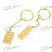 Gold Bullion Bar Shaped Zinc Alloy Keychain (Shape Assorted)