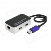 CY U3-166 USB 3.0 Dual Port Hub & TF Card Reader & 1000M Gigabit Ethernet Combo Adapter - Black
