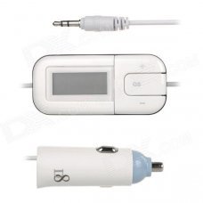 T-1302 1.2" LCD Screen Car Audio FM Transmitter w/ Car Charger Adapter, 3.5mm Plug - White T-1302 1.2" LCD Screen Car Audio FM Transmitter w/ Car Charger Adapter, 3.5mm Plug - White