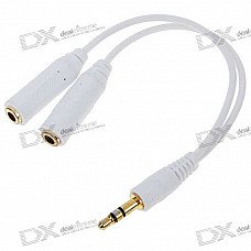 Gold Plated 3.5mm Stereo Audio Jack Splitter Y-Cable (White/17CM)