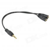 Gold Plated 3.5mm Mono Audio Jack Splitter Y-Cable (Black/17CM)