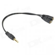 Gold Plated 3.5mm Mono Audio Jack Splitter Y-Cable (Black/17CM) Gold Plated 3.5mm Mono Audio Jack Splitter Y-Cable (Black/17CM)