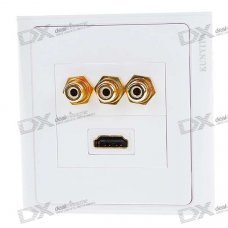 Hi-Def HDMI + Component Video Wall Plate / Wall Outlet (Type A 19-Pin Connector) Hi-Def HDMI + Component Video Wall Plate / Wall Outlet (Type A 19-Pin Connector)