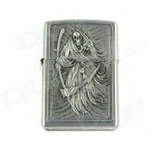 Cool Death Scythe Relievo Kerosene Lighter - Silver