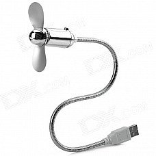 Bullet Shaped Flexible Neck USB 2.0 2-Blade Fan - Silver