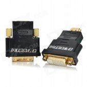 2-in-1 HDMI Male to DVI Female + HDMI Female to DVI Male Adapter - Black + Golden