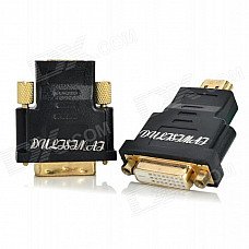 2-in-1 HDMI Male to DVI Female + HDMI Female to DVI Male Adapter - Black + Golden 2-in-1 HDMI Male to DVI Female + HDMI Female to DVI Male Adapter - Black + Golden
