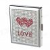 "LOVE" Style Rhinestone Studded Aluminium Alloy Clamshell Double-Sided Cigarette Case - Sliver + Red