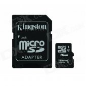 Kingston Digital SDC4/16GB microSDHC Flash Card with SD Adapter - White + Black (16GB / Class 4)