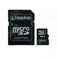 Kingston Digital SDC4/16GB microSDHC Flash Card with SD Adapter - White + Black (16GB / Class 4)