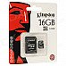 Kingston Digital SDC4/16GB microSDHC Flash Card with SD Adapter - White + Black (16GB / Class 4)