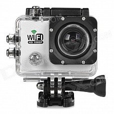 Water Resistant FPV HD 2.0" LTPS CCD Wide Angle Sports DV Camera w/ Wi-Fi - White + Black Water Resistant FPV HD 2.0" LTPS CCD Wide Angle Sports DV Camera w/ Wi-Fi - White + Black