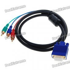 VGA Male to 3-RCA Male Shielded Cable (1.5M-Length)