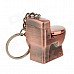 Creative Toilet Style Grinding Wheel Zinc Alloy Gas Lighter w/ Keyring - Red Copper