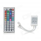 44-Key Infrared IR Remote Controller for RGB LED Light Strip - White + Black