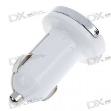 1000mA Car Cigarette Powered USB Adapter/Charger - White (DC 12V/24V)