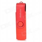 Ourspop SJ-20 Rotary USB 2.0 Flash Disk w/ Micro USB - Red + Silver (64GB)