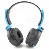 D-400 Bluetooth V3.0 Stereo Headband Headphone w/ Microphone / FM - Black + Blue