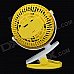 Li Shuo F-130 360 Degrees Rotation Mini Rechargeable 4-Blade Fan w/ Clip - White + Yellow