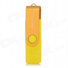 Ourspop SJ-20 Rotary USB 2.0 Flash Disk w/ Micro USB - Yellow + Golden (32GB)