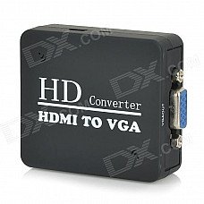 HDMI toVGA HD Convertor w/ 3.5mm Male to 2-Female Audio Cable - Black HDMI toVGA HD Convertor w/ 3.5mm Male to 2-Female Audio Cable - Black
