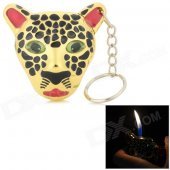 Creative Leopard Head Butane Zinc Alloy Lighter w/ Chain - Golden