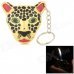Creative Leopard Head Butane Zinc Alloy Lighter w/ Chain - Golden