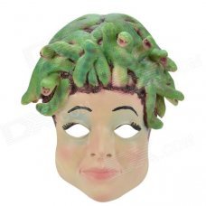 SYVIO Snake Hair Girl Mask for Costume Party / Halloween - Green + Skin Color SYVIO Snake Hair Girl Mask for Costume Party / Halloween - Green + Skin Color