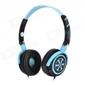 DICSONG DJ-980 Folding Headband Headphones - Black + Light Blue (3.5mm Plug / 1.6m)