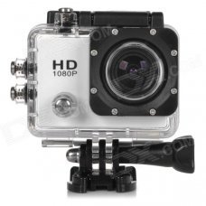 HD 1080P 2.0" Screen Waterproof Sport CCD 12MP Wide Angle Camera - White + Black HD 1080P 2.0" Screen Waterproof Sport CCD 12MP Wide Angle Camera - White + Black