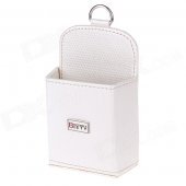 Carbon Fiber Pattern Microfiber Leather Upscale Hanging Debris Bag - White