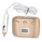 1-to-3 Triple-USB Car Cigarette Lighter Power Adapter Converter w/ Independent Switch - Golden
