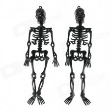 Halloween Rubber Skeleton Frame Hanging Decoration Ornament - Black (2 PCS) Halloween Rubber Skeleton Frame Hanging Decoration Ornament - Black (2 PCS)