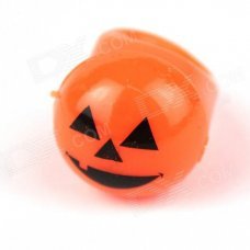 Halloween Pumpkin Smile Style Silicone Ring w/ LED Light - Orange + Black Halloween Pumpkin Smile Style Silicone Ring w/ LED Light - Orange + Black