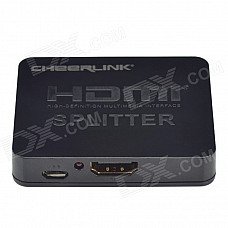 CHEERLINK Full 3D Mini HDMI 1.4a Splitter - Black (1-In / 2-Out) CHEERLINK Full 3D Mini HDMI 1.4a Splitter - Black (1-In / 2-Out)