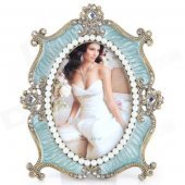 4584ABB-1 European Style Fantastic Classic Rhinestone-studded Zinc Alloy Photo Frame - Brass + Green