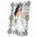4377ABB European Style Fantastic Classic Rhinestone-studded Zinc Alloy Photo Frame - Brass + Blue